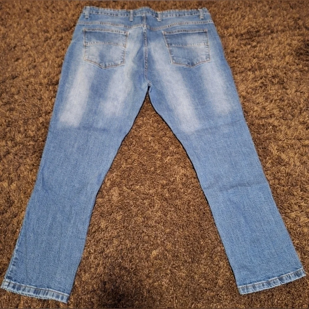 Paper Denim & Cloth Medium Wash Distressed Straight Men's Denim Jean Sz. 44x28